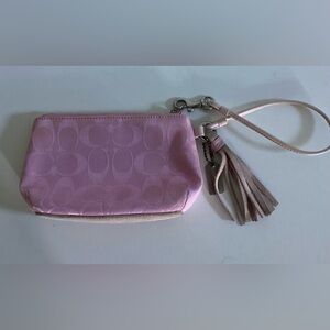 Coach Vintage Pink Signature Wristlet Pouch
